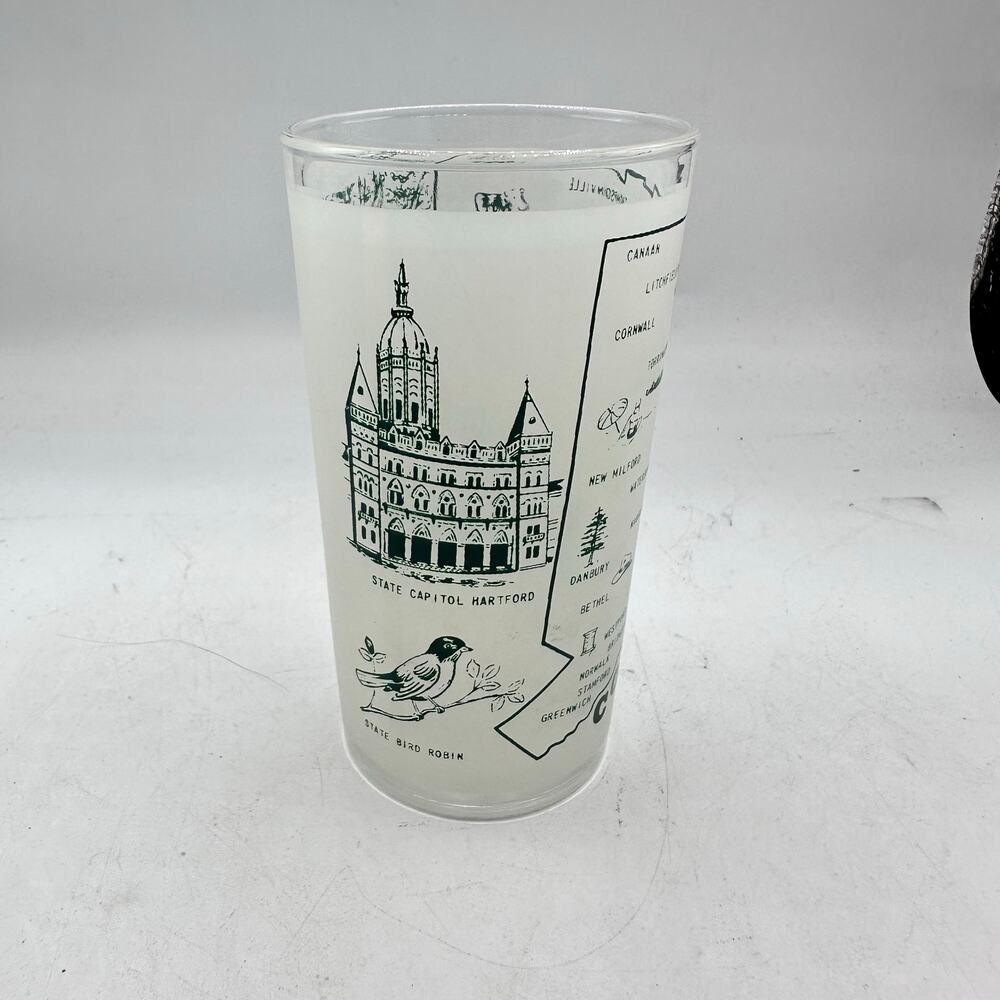 Vintage Indiana State Souvenir Glass Frosted Tumbler  Hazel Atlas MCM Cocktail - Picture 2 of 9